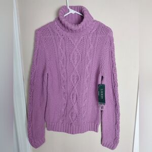 Ralph Lauren Purple Cable Knit Turtleneck Sweater